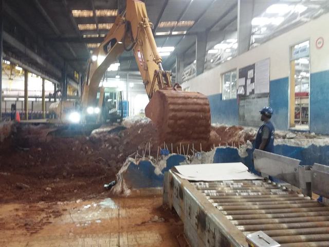 Travaux de réaménagement en vue de l'installation d'une nouvelle chaîne de production à l'usine Sobragui – Madina